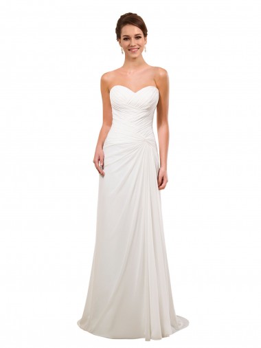 Wholesale Sweetheart Neckline Chiffon Wedding Dress with Criss-Cross Ruched Bodice