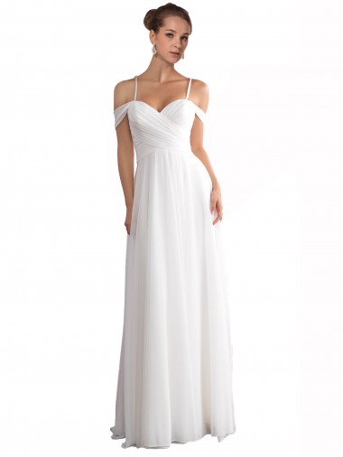 Wholesale Off the Shoulder A-Line Ruched Chiffon Beach Wedding Dress