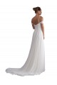 Off the Shoulder A-Line Ruched Chiffon Beach Wedding Dress