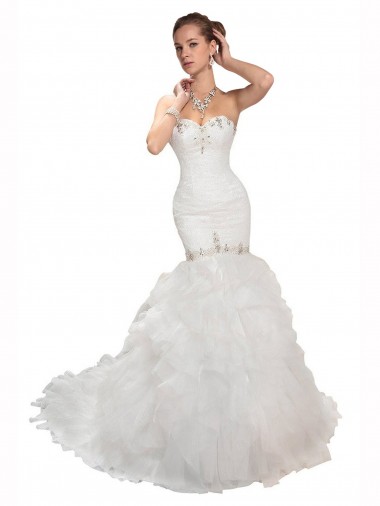 Wholesale Sweetheart Mermaid Cascading Organza Wedding Dress