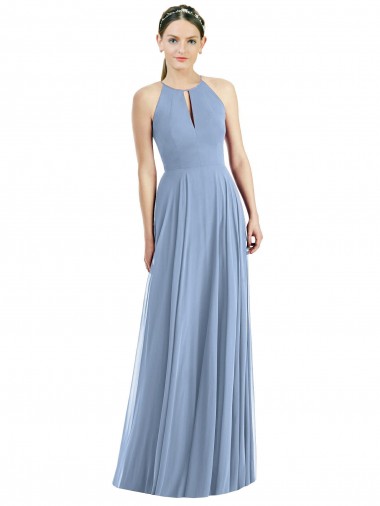 Wholesale Keyhole Halter Chiffon Maxi Bridesmaid Dress