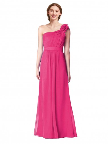Wholesale Full Length One Shoulder Chiffon Bridesmaid Dress