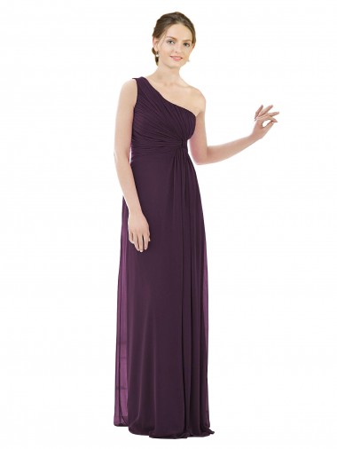 Wholesale Draped One Shoulder Full Length Chiffon Bridesmaid Dress