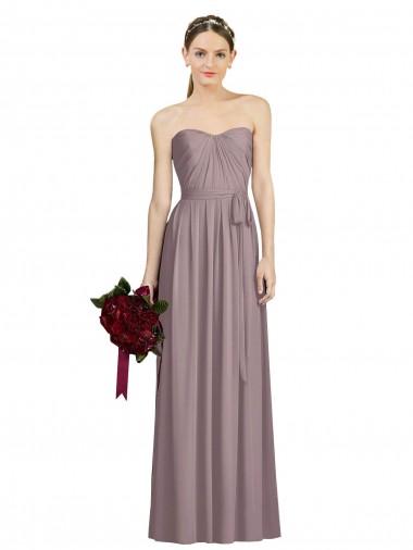 Wholesale Sweetheart Neckline Long Full Length Chiffon Bridesmaid Dress