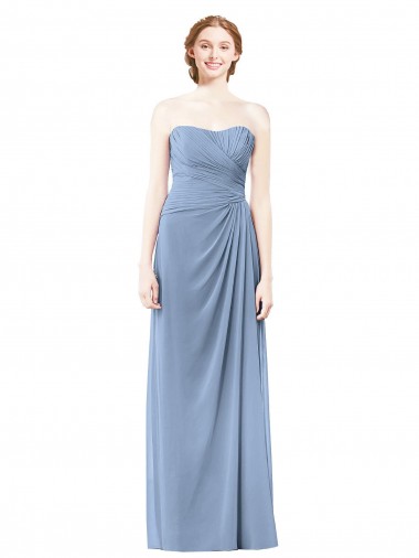 Wholesale Strapless Long Chiffon Bridesmaid Dress with Sweetheart Neckline