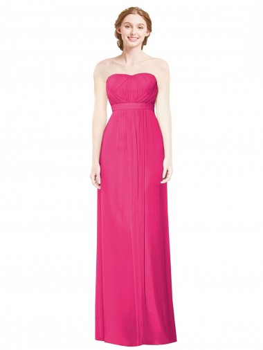 Wholesale Full Length Strapless Long Chiffon Dress with Waistband