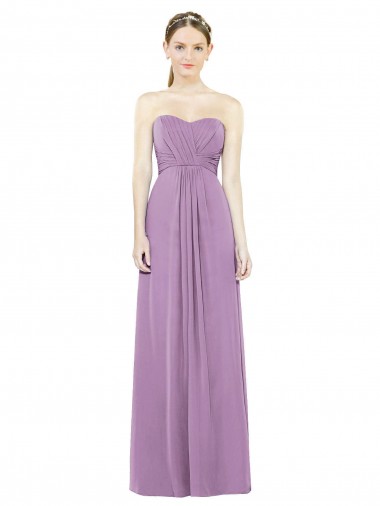 Wholesale Sweetheart Neckline Strapless Chiffon Bridesmaid Dress with Wrap Pleat