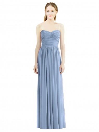 Wholesale Strapless Long Chiffon Dress with Sweetheart Neckline And Draped Bodice