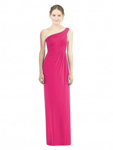 Wholesale One Shoulder Long Chiffon Bridesmaid Dress