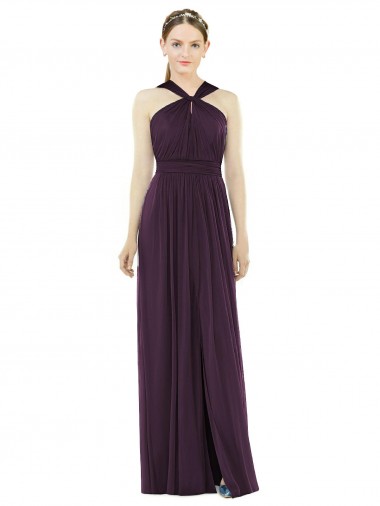 Wholesale Maxi Chiffon Halter Neck Bridesmaid Dress