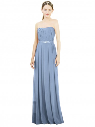 Wholesale V-Pleat Chiffon Full-Length Strapless Bridesmaid Dress