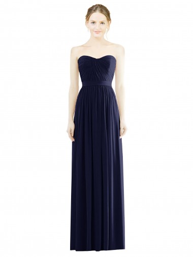 Wholesale Low Back Draped Strapless Chiffon Formal Bridesmaid Dress 