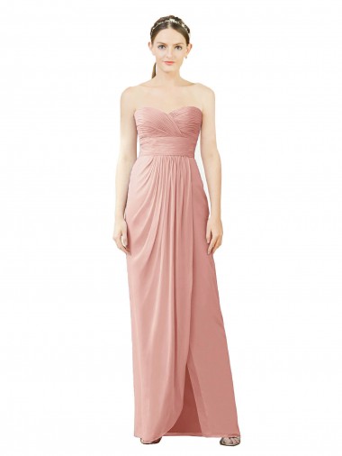 Wholesale Strapless Sweetheart Long Chiffon Wrap Bridesmaid Dress