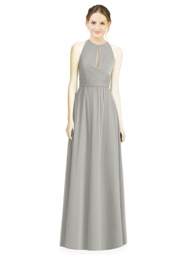 Wholesale Draped Keyhole Long Chiffon Bridesmaid Dress