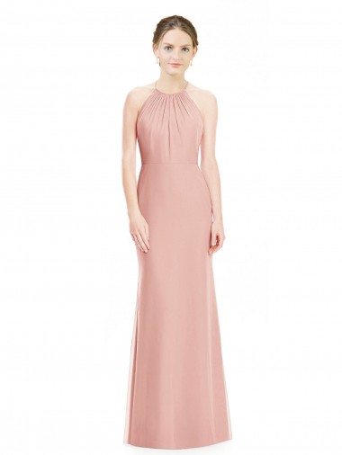 Wholesale Halter Neck Trumpet Chiffon Bridesmaid Dress