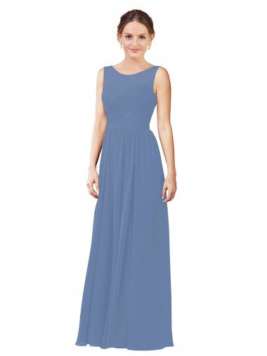 Wholesale Luxe Chiffon Bridesmaid Dress with Illusion and Sweetheart Neckline