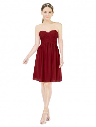 Wholesale Short Sweetheart Knee Length Chiffon Cocktail Bridesmaid Dress with Open Back