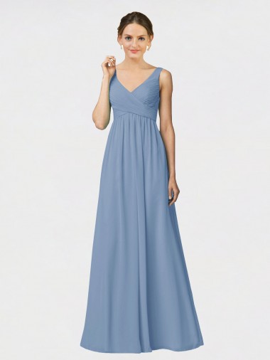 Wholesale Long Chiffon Bridesmaid Dress with Sweetheart Neckline and Wide Straps