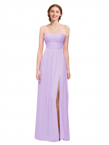 Wholesale Strapless Mermaid Chiffon Bridesmaid Dress WITH High Side Slit and Ruffles