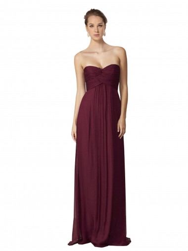 Wholesale Floor Length Chiffon Bridesmaid Dress with Sweetheart Neckline