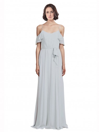Wholesale Off the Shoulder Spaghetti Strap Long Chiffon Bridesmaids Dress