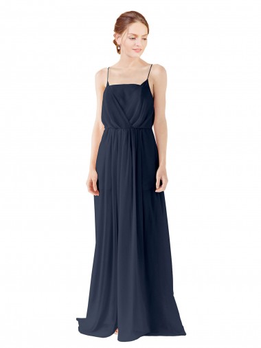 Wholesale Spaghetti Straps Open Back Long Chiffon Bridesmaid Dress