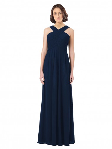 Wholesale Long Chiffon Bridesmaid Dress V-Neck Top