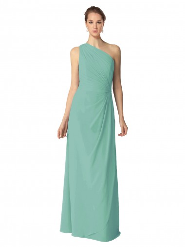 Wholesale Long Chiffon One Shoulder Full Length Bridesmaid Dress