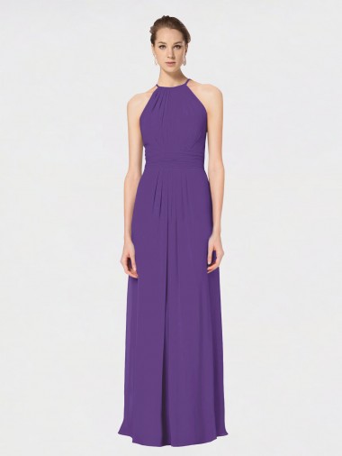 Wholesale Long Chiffon Spaghetti Strap Halter Bridesmaid Dress