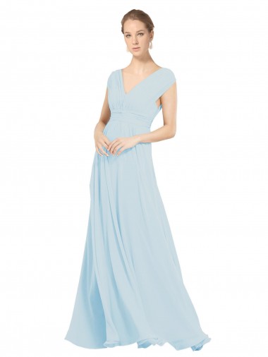 Wholesale Chiffon Bridsmaids Dress with V-Neckline and Tie V Back