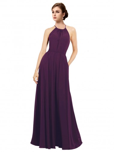 Wholesale Elegant Chiffon Bridesmaids Dress with Softly Draped Bodice