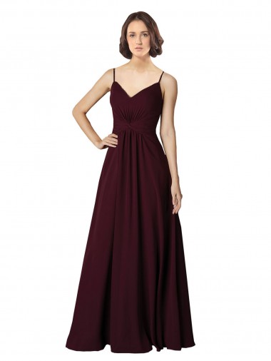 Wholesale V-Neck Chiffon Bridesmaid Dress with Twist Front Bodice