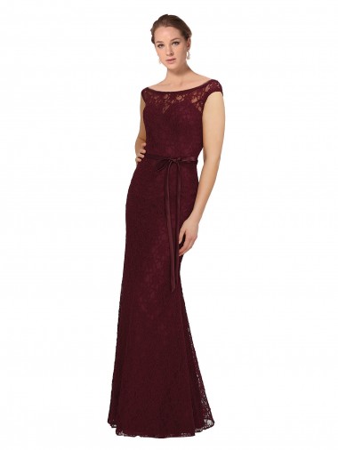 Wholesale Lace Bridesmaids Dress with Matching Satin Tie Sash