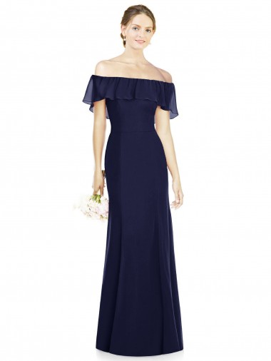 Wholesale Off the Shoulder Full-Length Trumpet Chiffon Bridesmaid Dress