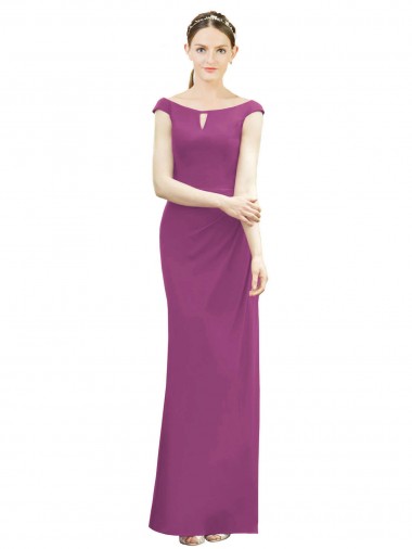 Wholesale Full Length Long Chiffon Bridesmaid Dress with Boat Neck