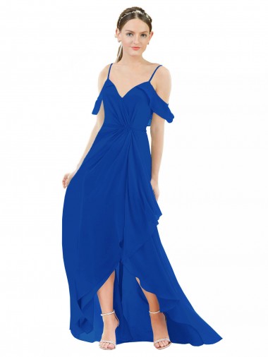 Wholesale High Low Boho Bridesmaid Dress with Cold Shoulder Sleeves
