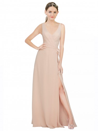 Wholesale Chiffon Bridesmaids Dress with Matching Chiffon Tie Sash