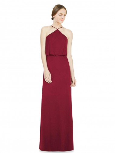Wholesale Sleek Halter Neck A-Line Chiffon Bridesmaid Dress