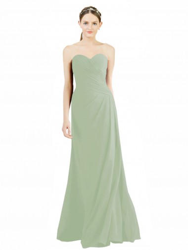 Wholesale Sweetheart Neckline Draped Floor Length Chiffon Bridesmaid Dress