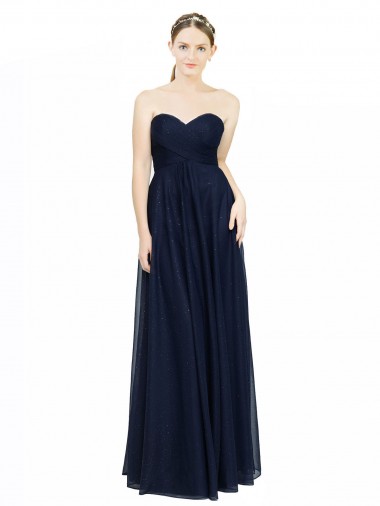 Wholesale Strapless Sweetheart Long Chiffon Bridesmaid Dress Low Back