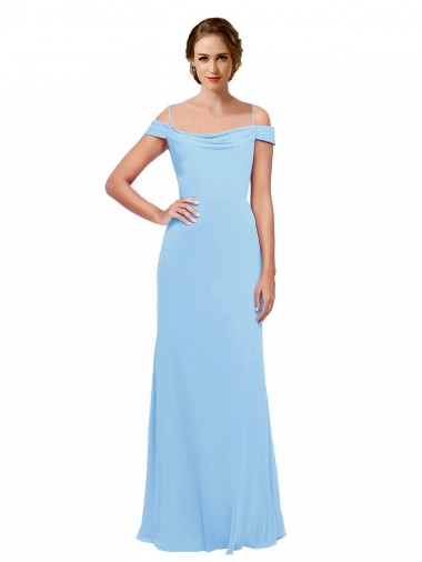 Wholesale Off the Shoulder Bateau Neck Chiffon Bridesmaid Dress with Straps