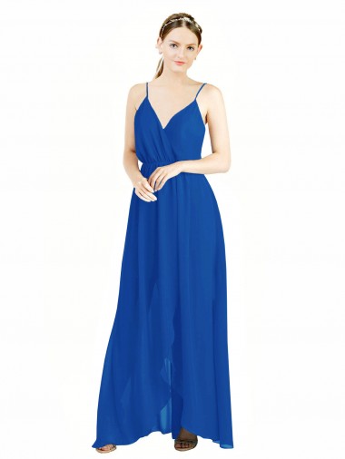 Wholesale Sleeveless Surplice Chiffon Bridesmaid Dress with Spaghetti Straps