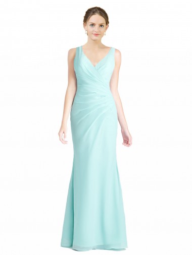 Wholesale Ruched Bodice Sweetheart Chiffon Bridesmaid Dress with Lace Back