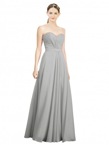 Wholesale Sweetheart Strapless Draped Long Chiffon Bridesmaid Dress