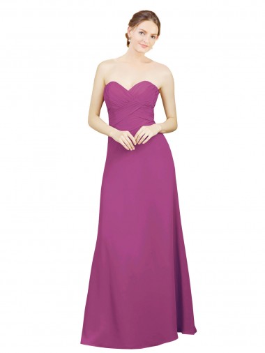 Wholesale Sweetheart Neckline Pleated Chiffon Bridesmaid Dress with Low Back