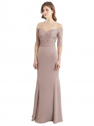 Wholesale Sweetheart Neckline Long Sleeves Lace Bridesmaid Dress