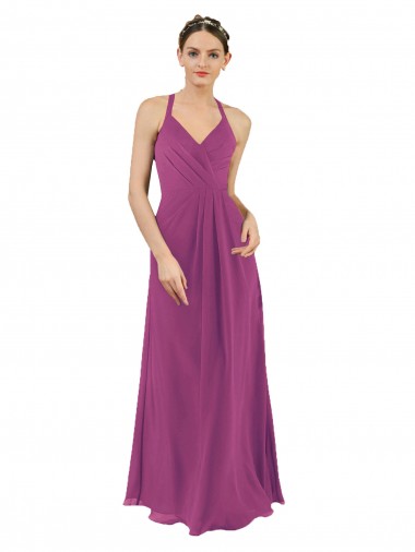 Wholesale Sassy Chiffon Bridesmaid Dress with Halter Neckline