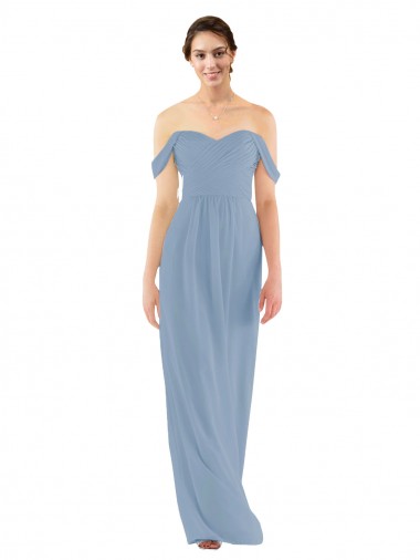 Wholesale Sweetheart Neckline Chiffon Off-the-Shoulder Bridesmaid Dress