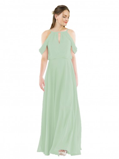 Wholesale Off-the-Shoulder Long Chiffon Beachy Bridesmaid Dress