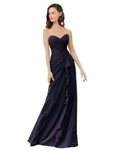 Wholesale Strapless Chiffon Bridesmaids Dress with Sweetheart Neckline